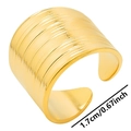 Anillo ajustable de acero inoxidable dorado con textura de rayas horizontales y banda ancha - 1.7cm/Abierto Ajustable / Dorado