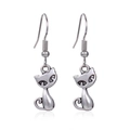 Silver kitten earrings featuring cute cat pendants with fishhook design on white background - 9.Silver Cat Earrings