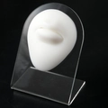 White silicone lip piercing model on clear acrylic stand for training display - White-Mouth