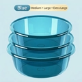 3-piece set of transparent blue stackable plastic washbasins in medium large and extra large - 3-Piece Set (M+L+XL) / Transparent Blue