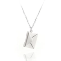 Collar de sobre plateado con colgante de carta que se abre y cadena tipo O fina - Color Acero