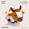 Peluche a forma di mucca marrone e bianca con consistenza morbida e corna carine - 30cm / Mucca Marrone