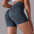 Short de yoga sans couture à taille haute en gris chiné avec effet push-up fessier - S / Noir pur