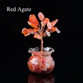 Handcrafted red agate crystal money tree in glass jar for home and car decoration - Red Agate (18 Grains) Fish Tank Jar Tree