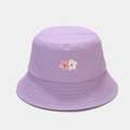 Detail of embroidered cherry blossoms on a purple cotton canvas bucket hat - M (56-58cm) / Light Purple