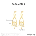 Detail of gold evil eye earrings with white pearls and V-shaped crystal teardrops - Evil Eye Hollow Style / Gold (KE116259-GC)