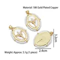Vintage 18K vergulde Maria kruis hanger met witte kralen en parelmoer inlegwerk - Stijl A