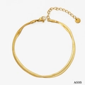 Gold double-layered flat snake chain necklace set with lobster clasp and extender - Gold Anklet (A535)