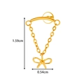 Goldener G23 Titan-Ohrstecker mit Schleifenkette und Größenangaben 1,59 cm x 0,54 cm groß - Schleife / Gold