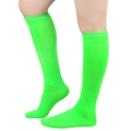 Neon green knee-high stockings with wide ribbed cuffs in high-elastic cotton blend - One Size / Fruit Green