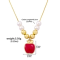 Minimalist golden chain necklace featuring a red apple pendant on a plain white background - N01166-06 Red Apple Necklace