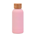 Pink matte stainless steel thermal bottle with a natural bamboo lid and minimalist design - 350ml / Light Pink