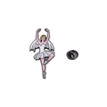 Broche de ángel de ballet esmaltado con vestido rosa y baño de plata para mochilas - Estilo Ángel Alado Blanco (C2637-4)