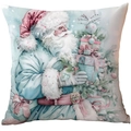Muntgroene kerstkussensloop met kerstman-illustratie voor feestelijke decoratie - Kerstman met Cadeaudoos
