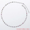 Detail of 4.5mm width colorful gemstone necklace with 430mm silver chain and extension - Necklace / Platinum / Multicolor Zirconia