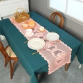 Pink lace table runner with floral hollow patterns on green tablecloth for dining decor - 40*180CM / Orange