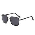 Gafas de sol polarizadas de metal negro con montura cuadrada para conducir y exteriores - Montura Negra Lentes Gris Negro