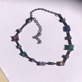 Elegant C-shaped colorful zircon bracelet with multi-color gems and adjustable chain - Multicolor Zirconia Bracelet