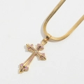 Collana a catena serpente dorata con ciondolo a croce in smalto viola e zircone - Stile Croce in Smalto Viola / Viola