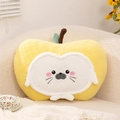 Cuscino peluche mela gialla con faccia di foca in morbido tessuto di lana di agnello - 50cm (0.6kg) / Giallo