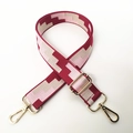 Tracolla larga 3,8 cm ricamata colorata per borse con moschettoni in metallo dorato - Vintage Rosso-Rosa-Beige / Borgogna