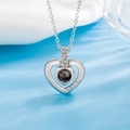 Collier projection cœur argenté avec gravure Love et accents de cristaux - Pendentif Seul (Sans Chaîne) - Argent (A189)