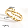Detailed size view of gold stainless steel bangle with 13.8mm width and 63.5mm diameter - Double Layer Hollow Style (TB7206) / Gold