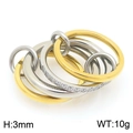 Ensemble de bagues multicouches en acier inoxydable doré et argenté serti de zircons - US 6 / 4-Ring Pave Bicolore