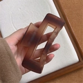 Matte amber brown large hair claw clip with geometric hollow design for women - E-Rectangular (Amber Gradient Matte)
