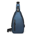 Bolso de pecho azul oscuro resistente al agua con puerto USB y correa ajustable - Azul