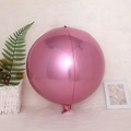 Glossy 4D round metallic pink aluminum foil balloon on a soft white plush background - 4D Sphere Pearl Pink / 18 Inch