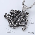 Detailed view of hip hop silver dragon pendant showing dimensions 34mm by 28mm - Flying Dragon (Style 5 Pendant Only)