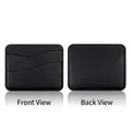 Slim black PU leather card holder with litchi texture and multi-slot wave design - Thick Rippled 3 Slots / Black