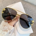Lunettes aviateur dorées avec décor tête de léopard et verres noirs pour hommes et femmes - Monture Or Gris Uni