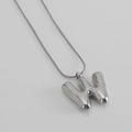 Silver stainless steel snake chain necklace with bubble style letter W pendant - Letter W [Steel]