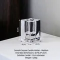 Minimalist square clear glass candle holder in medium size 6cm height and 4cm width - Smooth Square Pillar Candlestick - Medium