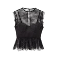 Sexy schwarzes Spitzen-Bustier-Top für Damen mit floralem Spitzenbesatz und Korsettstruktur - XS / Schwarz