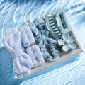 Sky blue 16-piece hair accessory set with plush headband and matte claw clips - Blue Series (8-Piece Set)