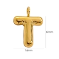 Chubby 14K gold 26 letter T pendant in stainless steel measuring 17mm by 16mm - Letter T