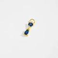 Detailed view of s925 silver earring pendant with round and pear dark blue gemstones - SSE45-Double Dark Blue Sapphire