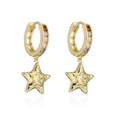Orecchini a cerchio placcati oro 18K con zirconi colorati e ciondolo a forma di stella - 41225/Zircone Colorato/Centro Stella Bianca