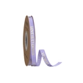 Detail of light purple LOVE IS ETERNAL gold foil ribbon on a kraft paper spool - 1cm*33 Yards / Light Purple Gold Stamped