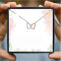 Collar de corazones entrelazados plata y oro rosa en caja de regalo para madre e hija - Collar + Caja de Tarjeta de Mensaje