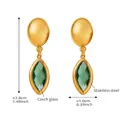 Détails des boucles d'oreilles en verre tchèque vert en forme de feuille et acier inoxydable - Vert Clair Doré