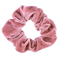 Soft pink velvet scrunchie with elastic hair band design for elegant women's hairstyling - Nude
