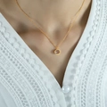 French retro gold O-chain necklace with a round pink translucent stone pendant - Clear Oval Shape (XL17)