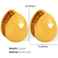 Elegantes pendientes geométricos de gota bañados en oro de 18 quilates de acero inoxidable - Dorado Liso
