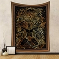 Bohemian black and gold zodiac tapestry with dark mythology horned deity and double axe - 73X95CM / Brushed Fabric / Scorpio-GT106501