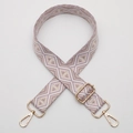 Adjustable purple and beige diamond pattern woven strap with gold metal lobster clasps - No. 698 Gold Hook