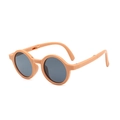Foldable orange round frame kids sunglasses with grey lenses and UV protection - Orange Frame Grey Lens